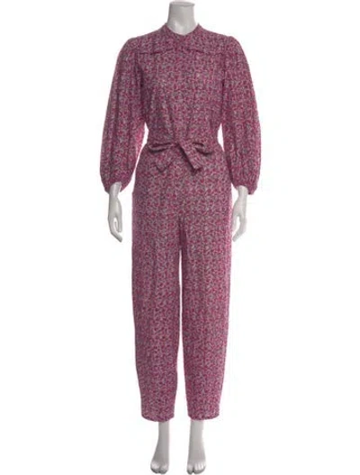 Pre-owned Maje Floral Print Jumpsuit In Purple