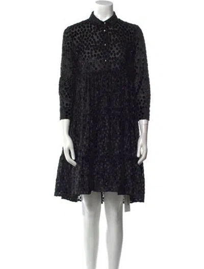 Pre-owned Maje Floral Print Knee-length Dress In Black