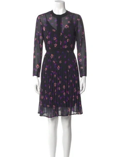 Pre-owned Maje Floral Print Knee-length Dress In Black