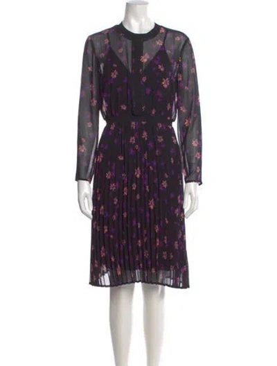 Pre-owned Maje Floral Print Knee-length Dress In Black