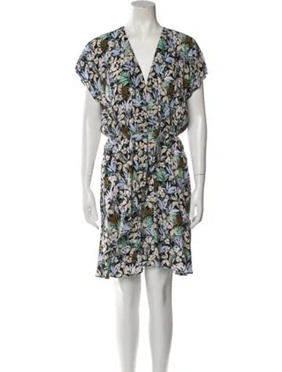 Pre-owned Maje Floral Print Knee-length Dress In Blue