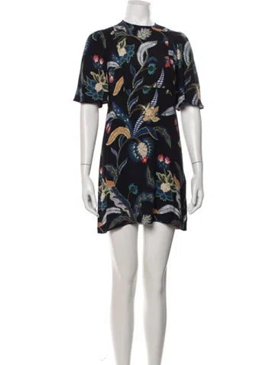 Pre-owned Maje Floral Print Knee-length Dress In Blue