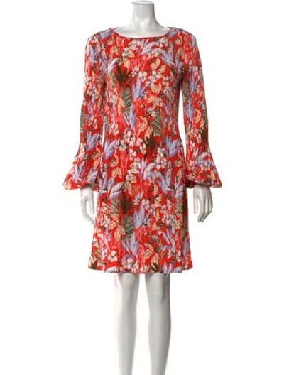 Pre-owned Maje Floral Print Knee-length Dress In Orange