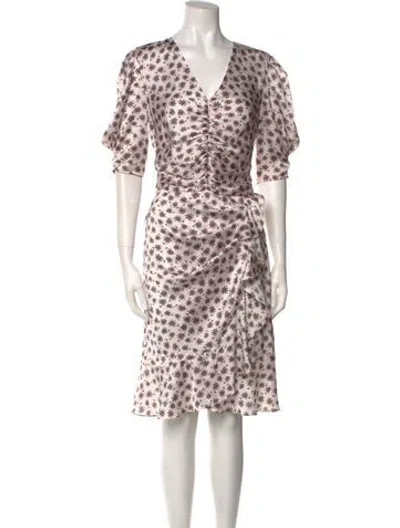 Pre-owned Maje Floral Print Knee-length Dress In Pink