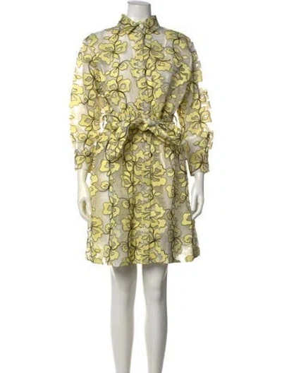 Pre-owned Maje Floral Print Knee-length Dress W/ Tags In Yellow