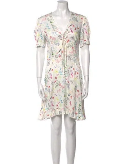 Pre-owned Maje Floral Print Knee-length Dress In White