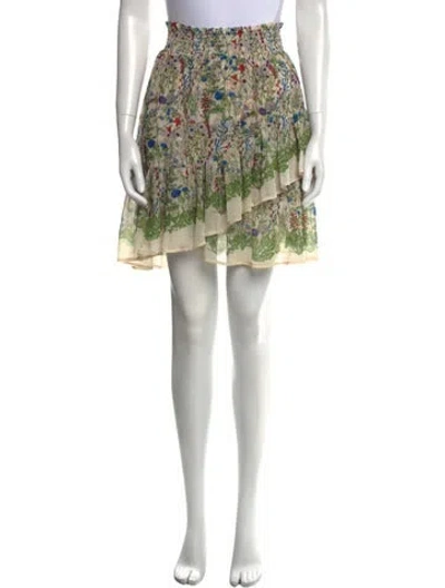 Pre-owned Maje Floral Print Knee-length Skirt In Green