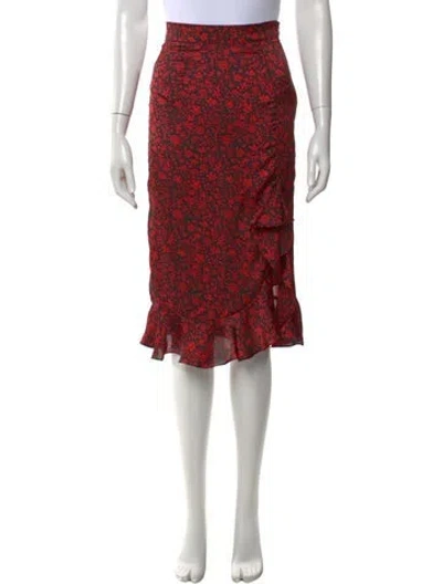 Pre-owned Maje Floral Print Knee-length Skirt In Red