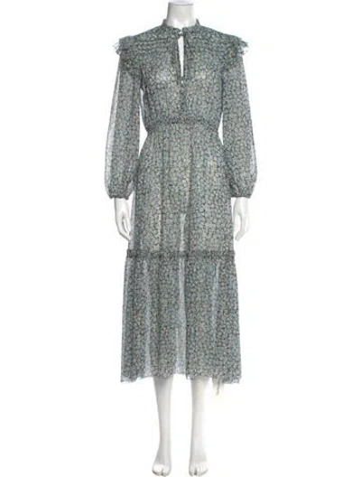 Pre-owned Maje Floral Print Long Dress In Black