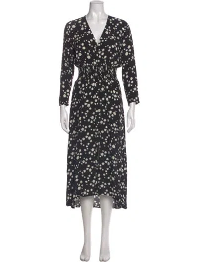 Pre-owned Maje Floral Print Long Dress In Black