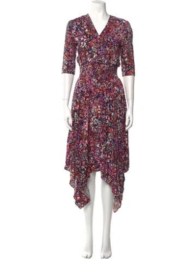 Pre-owned Maje Floral Print Long Dress In Black
