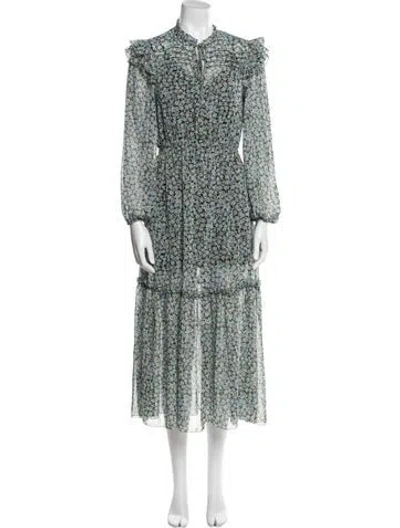 Pre-owned Maje Floral Print Long Dress In Black