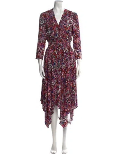 Pre-owned Maje Floral Print Long Dress In Black