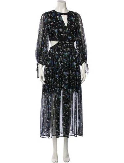 Pre-owned Maje Floral Print Long Dress In Black