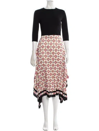 Pre-owned Maje Floral Print Long Dress In Black