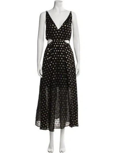 Pre-owned Maje Floral Print Long Dress In Gray