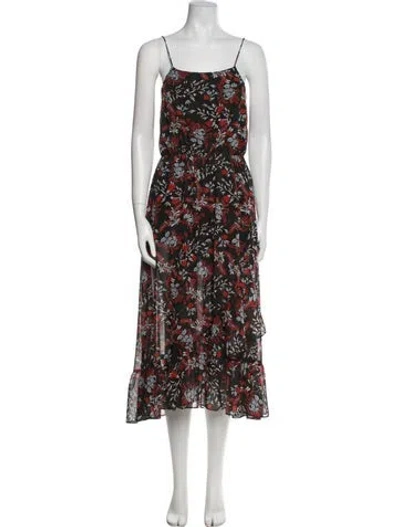 Pre-owned Maje Floral Print Long Dress In Green