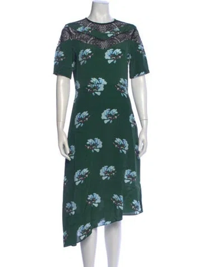 Pre-owned Maje Floral Print Long Dress In Green