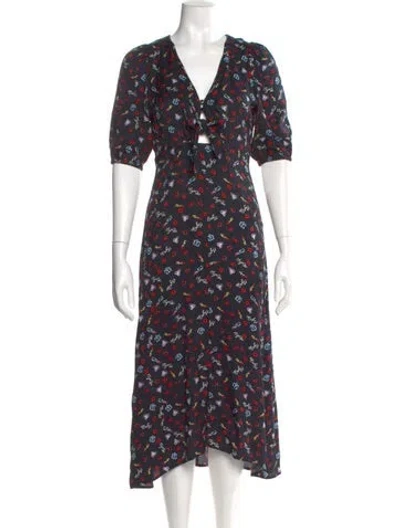 Pre-owned Maje Floral Print Long Dress In Multi
