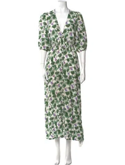 Pre-owned Maje Floral Print Long Dress In Multi