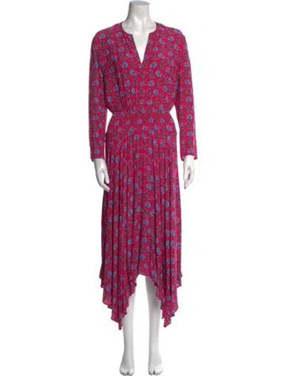 Pre-owned Maje Floral Print Long Dress In Multi