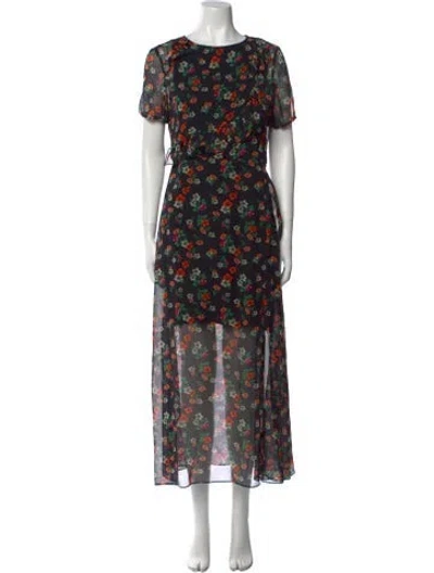 Pre-owned Maje Floral Print Long Dress In Multi