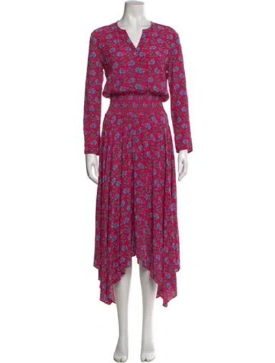 Pre-owned Maje Floral Print Long Dress In Multi