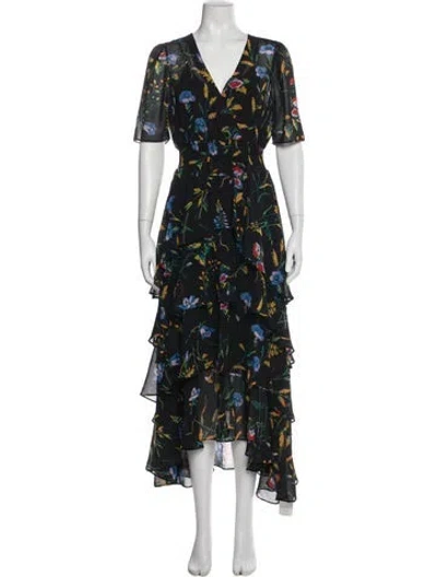Pre-owned Maje Floral Print Long Dress In Multi