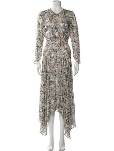 Pre-owned Maje Floral Print Long Dress In Multi
