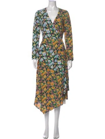 Pre-owned Maje Floral Print Long Dress In Orange