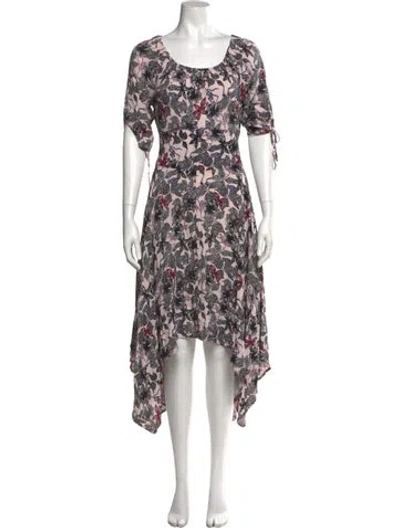 Pre-owned Maje Floral Print Long Dress In Pink