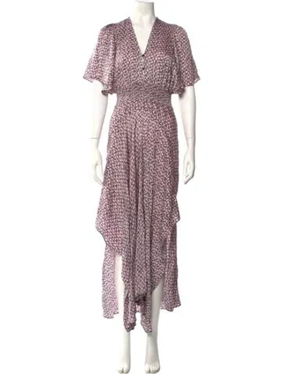 Pre-owned Maje Floral Print Long Dress In Pink