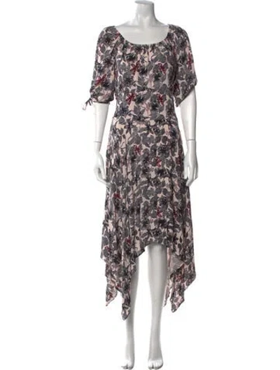 Pre-owned Maje Floral Print Long Dress In Pink