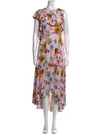 Pre-owned Maje Floral Print Long Dress In Pink
