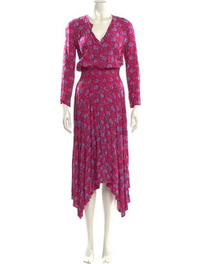 Pre-owned Maje Floral Print Long Dress In Pink