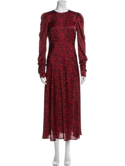 Pre-owned Maje Floral Print Long Dress In Red