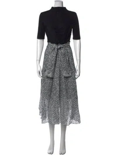 Pre-owned Maje Floral Print Long Dress W/ Tags In Black