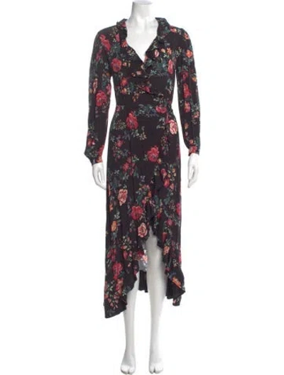 Pre-owned Maje Floral Print Long Dress W/ Tags In Multi