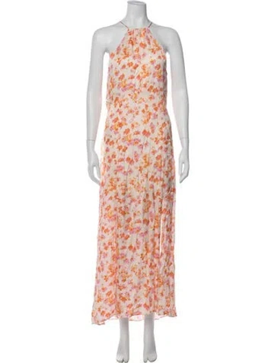 Pre-owned Maje Floral Print Long Dress W/ Tags In Multi