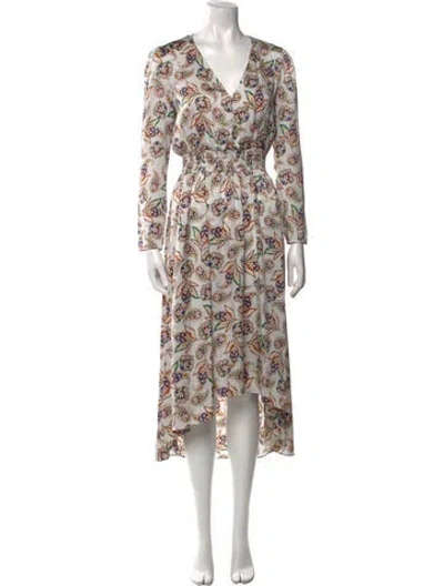 Pre-owned Maje Floral Print Long Dress In White