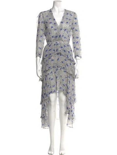 Pre-owned Maje Floral Print Long Dress In White