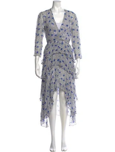 Pre-owned Maje Floral Print Long Dress In White