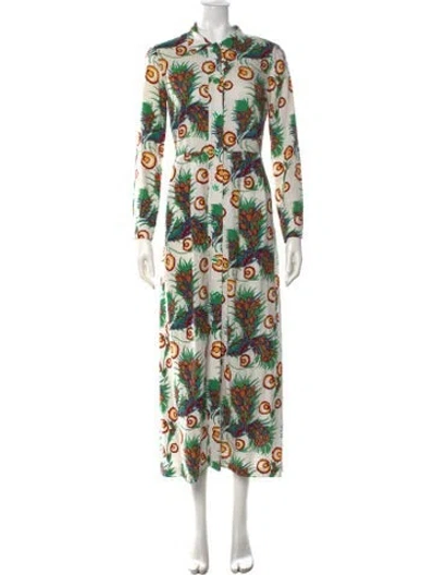 Pre-owned Maje Floral Print Long Dress In White