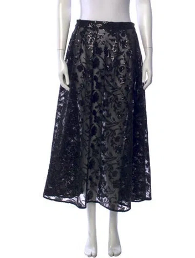 Pre-owned Maje Floral Print Long Skirt In Black