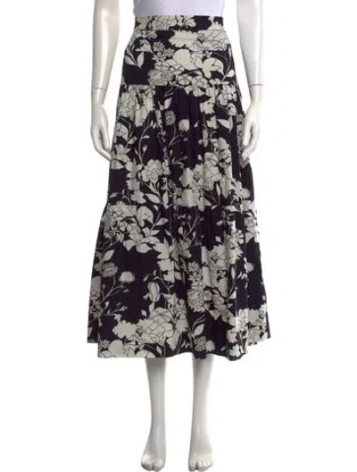 Pre-owned Maje Floral Print Long Skirt In Black