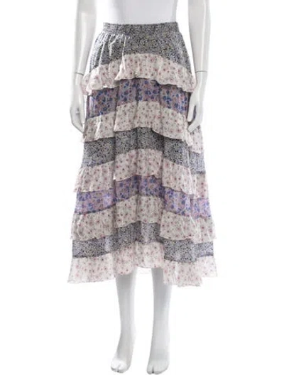 Pre-owned Maje Floral Print Long Skirt In Neutrals