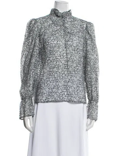 Pre-owned Maje Floral Print Long Sleeve Blouse In Gray