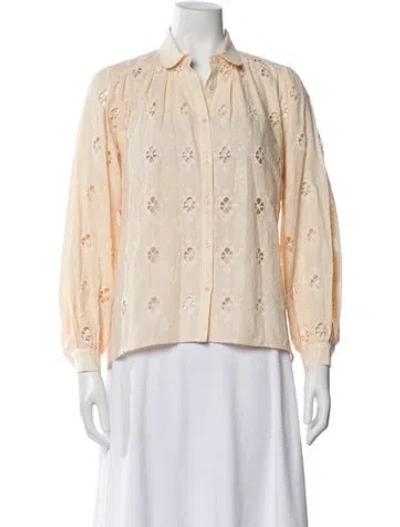 Pre-owned Maje Floral Print Long Sleeve Blouse In Neutral