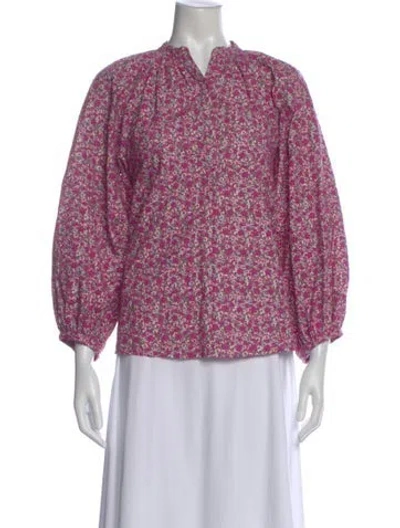 Pre-owned Maje Floral Print Long Sleeve Blouse In Purple