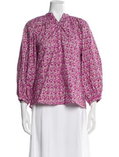 Pre-owned Maje Floral Print Long Sleeve Blouse W/ Tags In Pink
